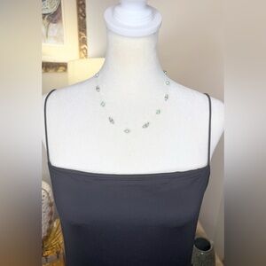 Mint Green Floating Pearl Necklace Rhinestone Spacer Beads Illusion Chain